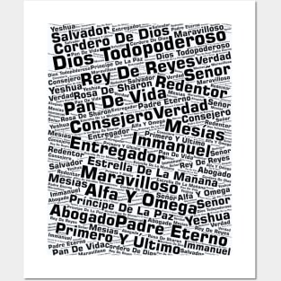 Names of Jesus Word Cloud Spanish Posters and Art